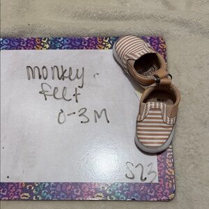Monkey Feet Beige & White Striped Baby Shoes